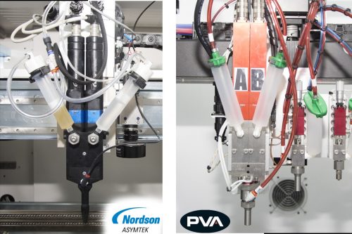 Two Component (2K) Conformal Coatings Put To The Test Nordson-Asymtek-and-PVA-2K-applicator-heads